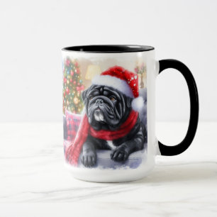 Black Seal Bulldog Christmas Scarf Coffee Mug Cup