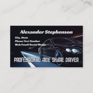 Black Sedan Driving Lyft Uber Driver Rideshare Business Card
