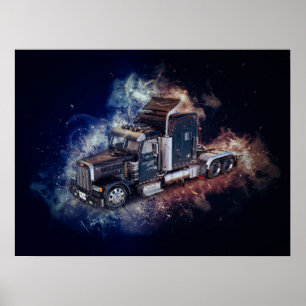 Black Semi Tractor Trailer 1 Poster