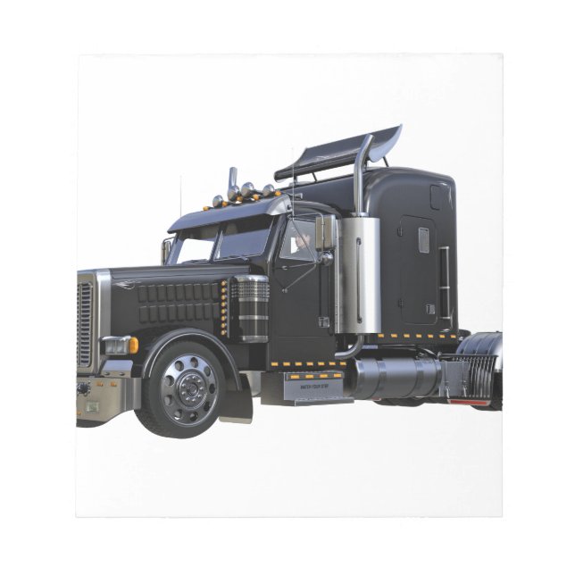 Black Semi Tractor Trailer Truck Notepad (Front)