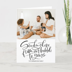 Black Sending Love from Our Bubble to Yours Photo Holiday Card