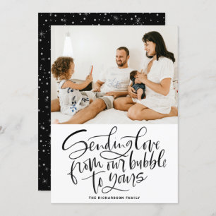 Black Sending Love from Our Bubble to Yours Photo Holiday Card