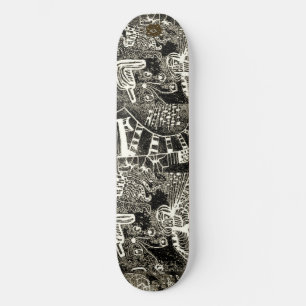 Black Sepia Abstract  Skateboard