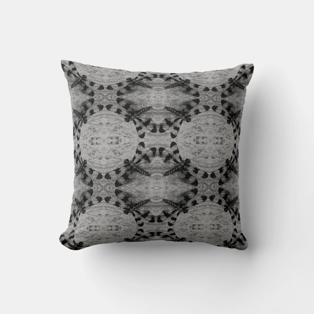 Black, sepia , brown  dragonfly pattern solid back cushion (Front)