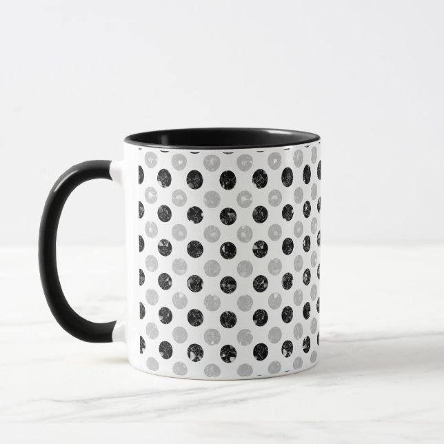 black sequin effect dot pattern Drinkware Mug (Left)