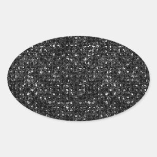 Black Sequin Effect Oval Sticker Sheets