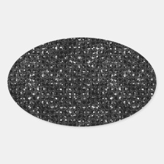Black Sequin Effect Oval Sticker Sheets