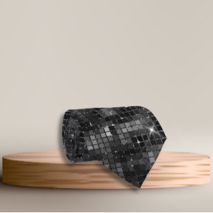 Black Sequin Glitter Look Glam Tie