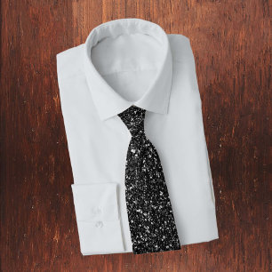 Black Sequin Look Glitter Glam Tie
