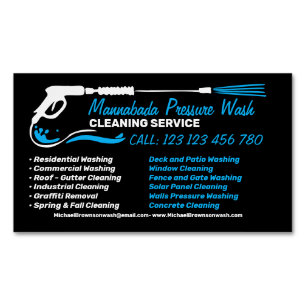 Black Service Pressure Washing Power Cleaning Magnetic Business Card