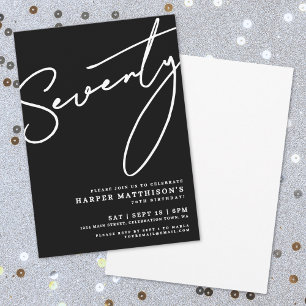 Black Seventy 70th Birthday Party Invitation