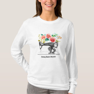 Black Sewing Machine Tailor White T-Shirt