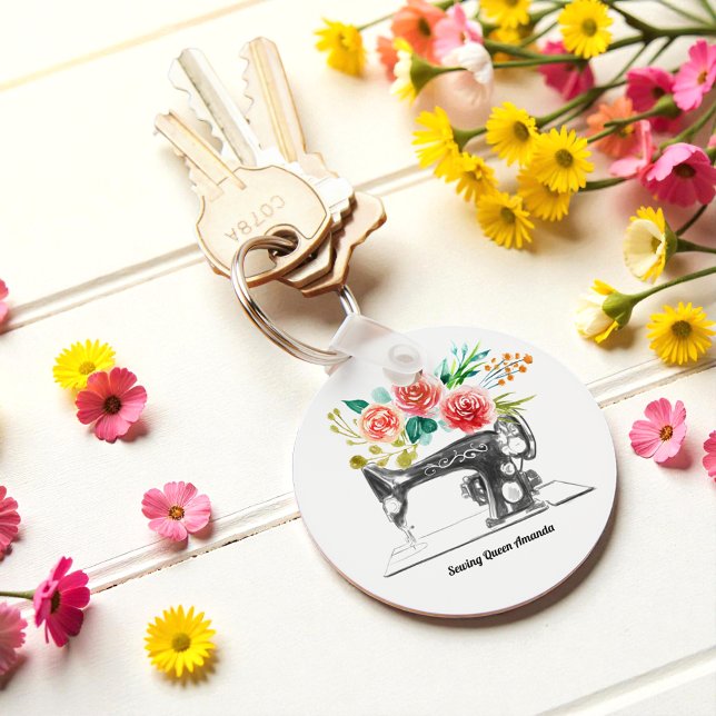 Black Sewing Machine Vintage Tailor Key Ring (Creator Uploaded)
