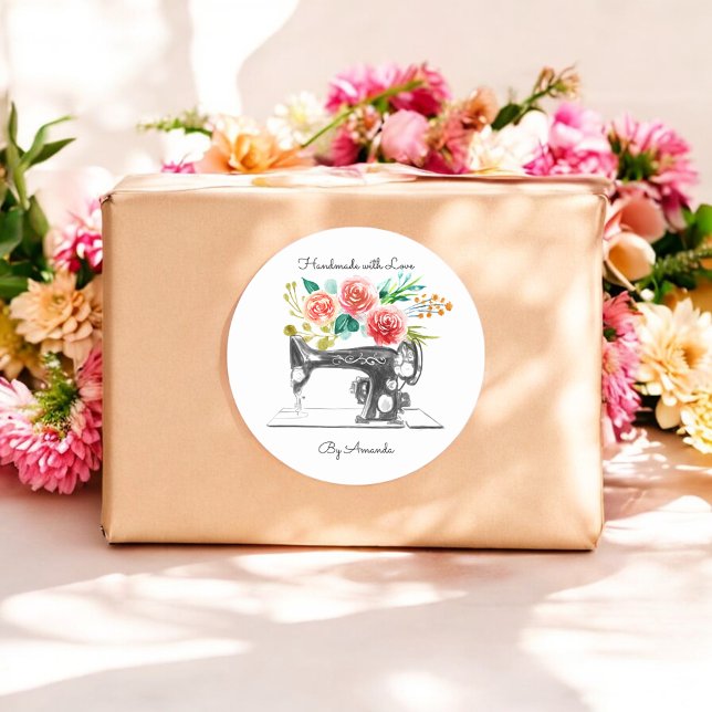 Black Sewing Machine White Tailor Boutique Classic Round Sticker (Creator Uploaded)