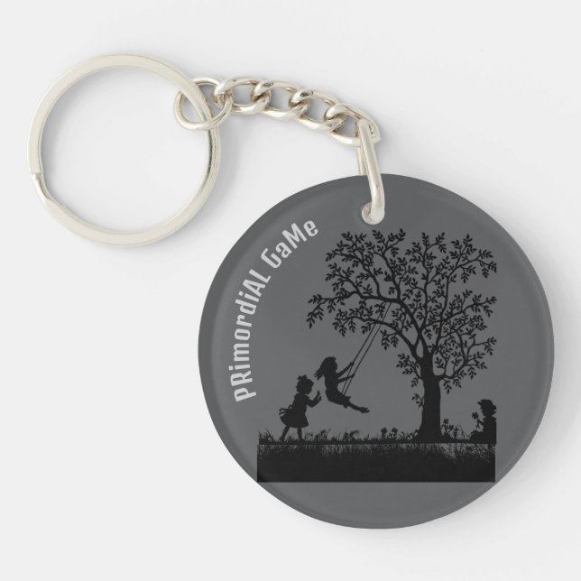 Black Shadow Art Silent Tree Inspirational Acrylic Key Ring (Front)