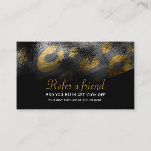 Black Shadows & Leopard Print Client Referral Card