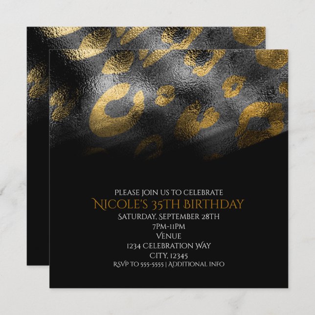 Black Shadows & Leopard Print Party Invitations (Front/Back)