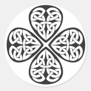 black shamrock celtic knot classic round sticker