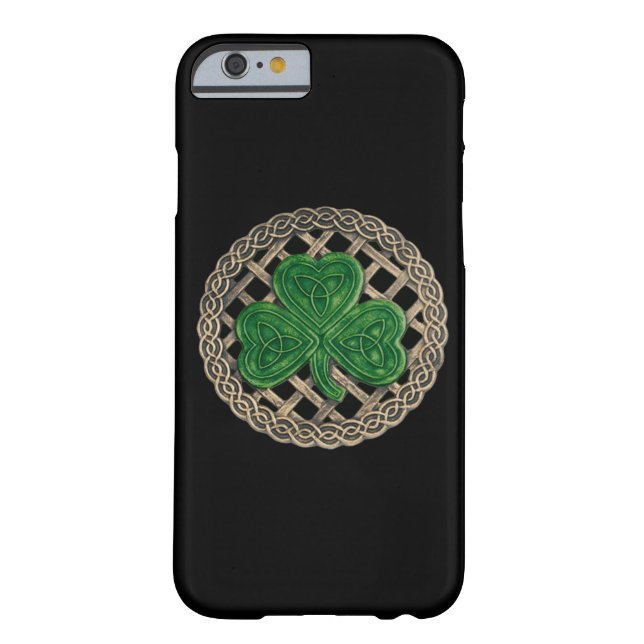 Black Shamrock On Celtic Knots iPhone 6 Case (Back)