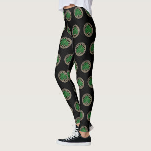 Black Shamrock On Celtic Knots Leggings