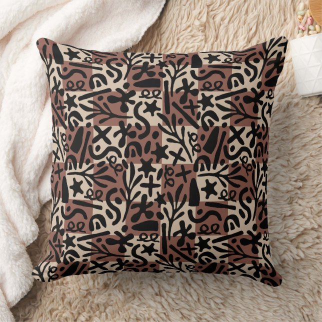 Black Shapes and Squares Cushion (Blanket)