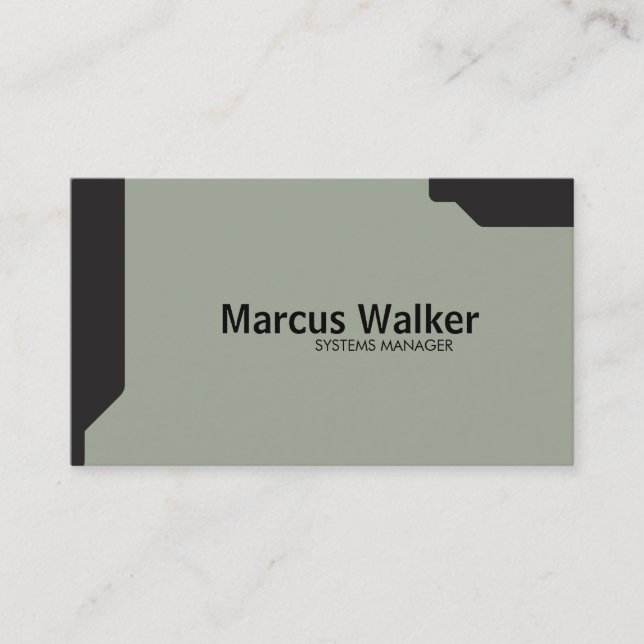 Black Shapes Olive Green Business Card (Front)