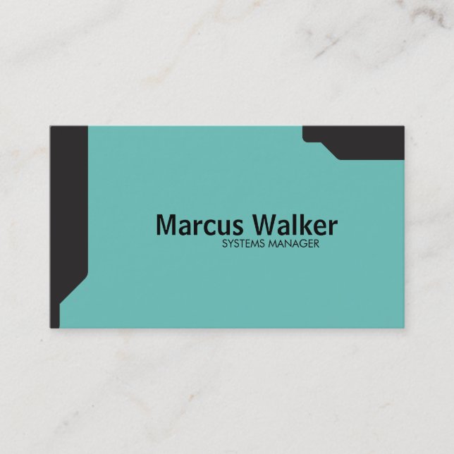 Black Shapes Teal Business Card (Front)