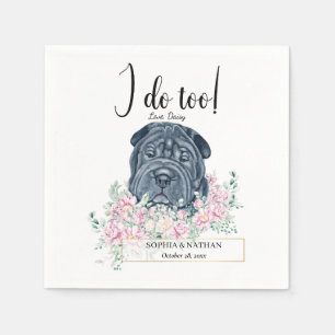 Black Shar Pei Dog Wedding Cocktail Napkins