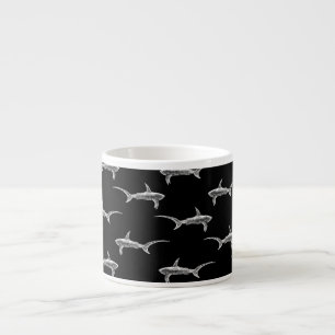 Black Sharks Design Vintage Nautical Ocean Art Espresso Cup