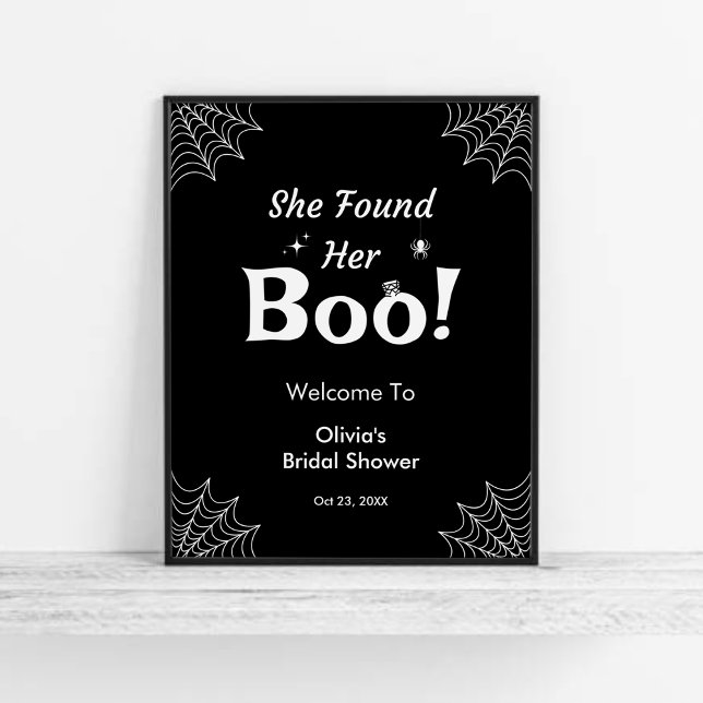 Black She Found Her Boo Halloween Bridal Shower  Poster (Black She Found Her Boo Halloween Bridal Shower Welcome Sign    )