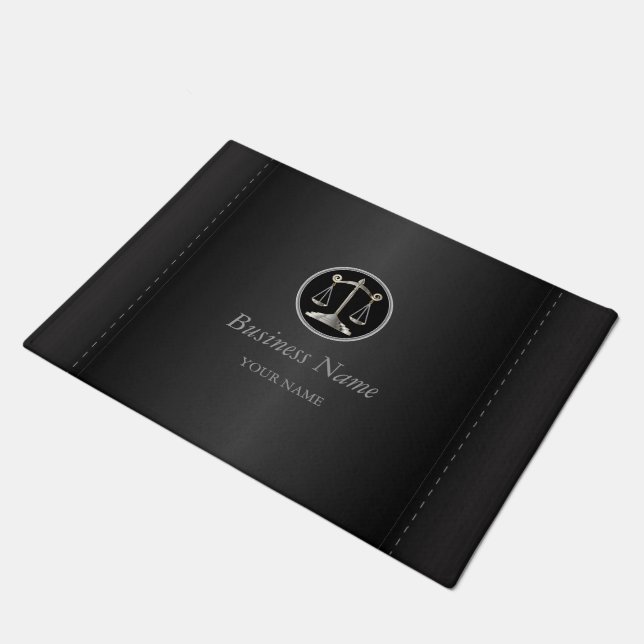 Black Sheen Background | Lawyer Doormat (Angled)