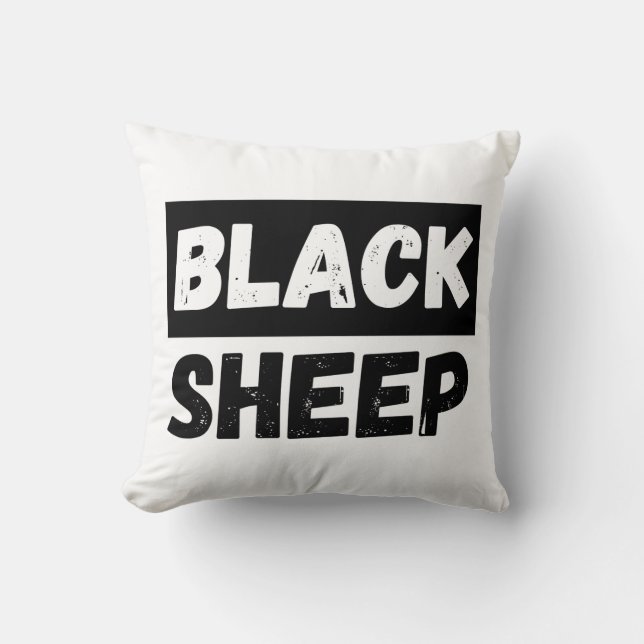 Black Sheep Bold Distressed Rebel Streetwear Art Cushion (Front)