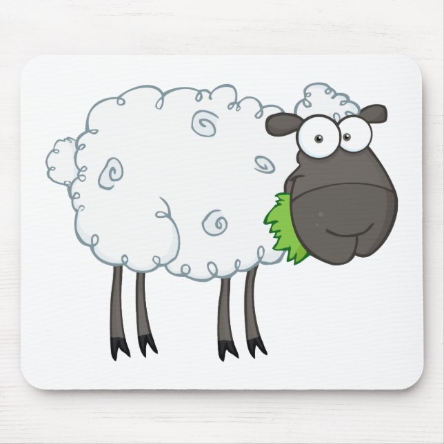 Black Sheep Cartoon Character Mouse Mat (Front)
