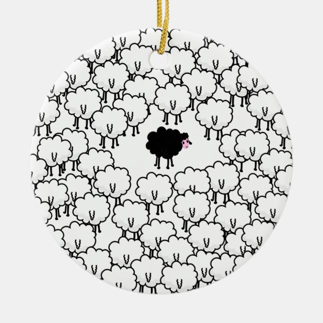 Black Sheep Ceramic Tree Decoration (Front)