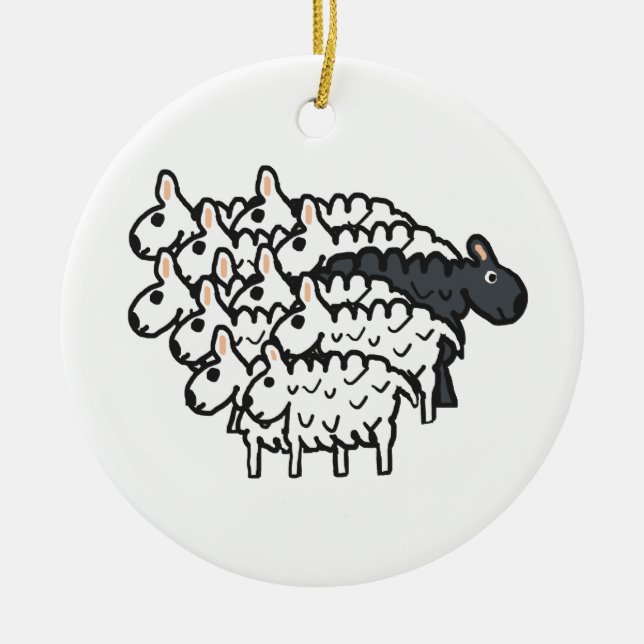 Black Sheep Ceramic Tree Decoration (Front)