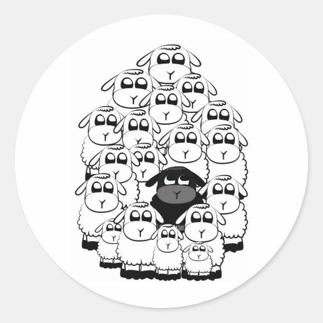 Black sheep classic round sticker (Front)