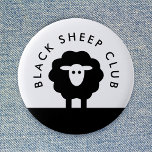 Black Sheep Club | Modern Cute 6 Cm Round Badge<br><div class="desc">Simple,  custom "black sheep club" design with a modern minimalist typography and cute sheep design. The perfect design for all black sheep out there!</div>