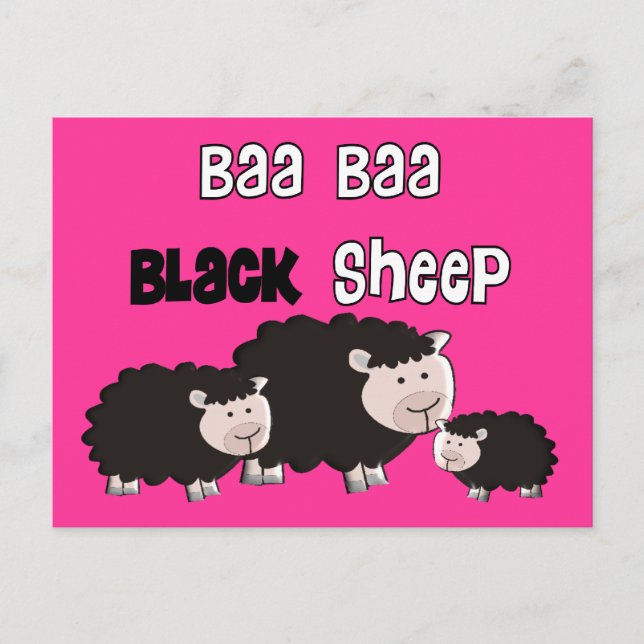Black Sheep Designs "Baa Baa Black Sheep" Postcard (Front)