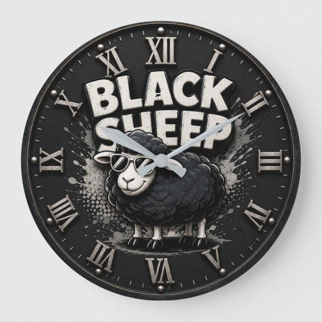 Black Sheep Funny Rustic Farmhouse Rebel Large Clock (Front)