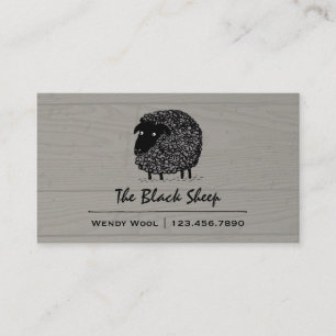 Black Sheep on Faux Wood Style Background Business Card