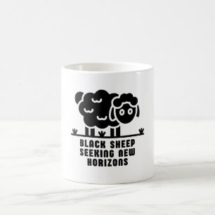 Black sheep seeking new horizons coffee mug