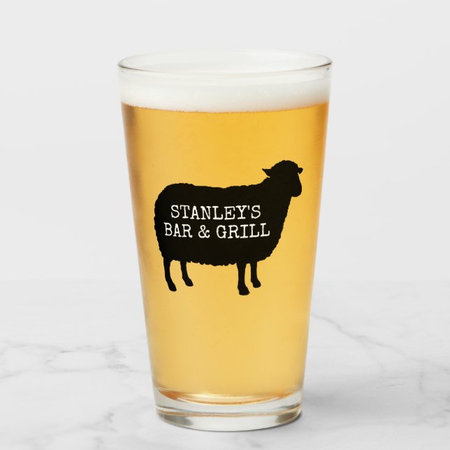 Black Sheep Silhouette Cool Personalised Glass (Front Filled)