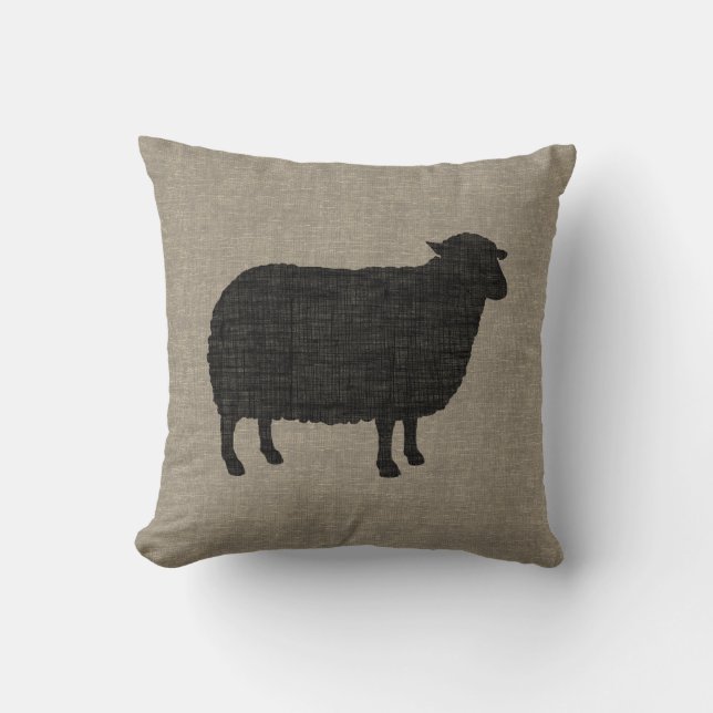 Black Sheep Silhouette Cushion (Front)