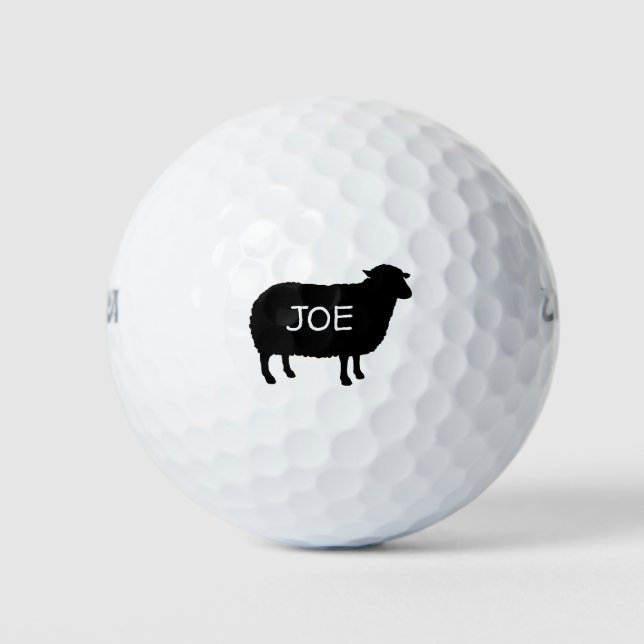 Black Sheep Silhouette with Custom Text Golf Balls (Front)