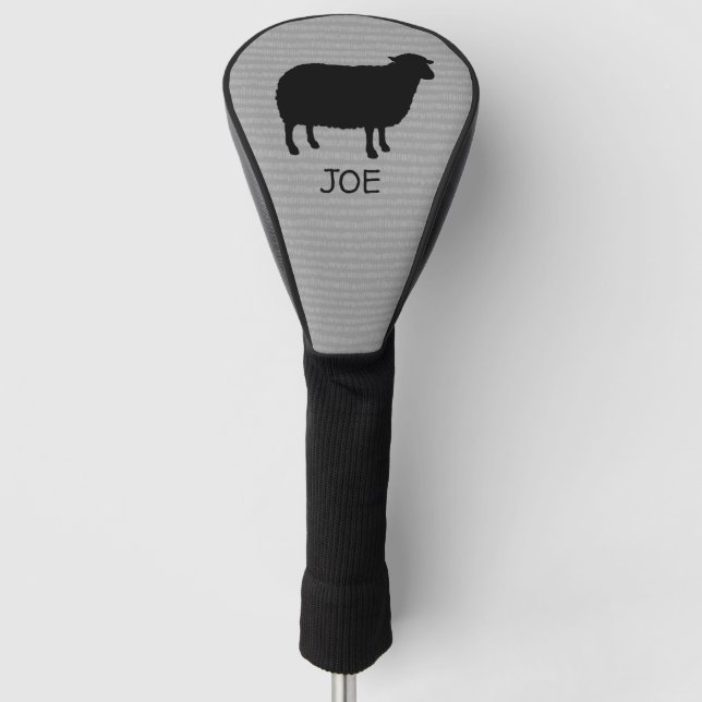 Black Sheep Silhouette with Custom Text Golf Head Cover (Front)