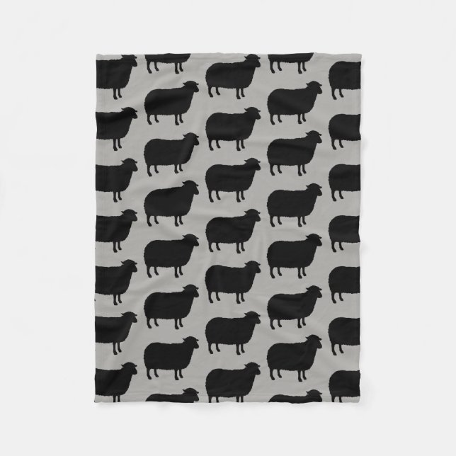 Black Sheep Silhouettes Pattern Fleece Blanket (Front)