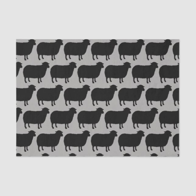 Black Sheep Silhouettes Pattern Tissue Paper (Front)
