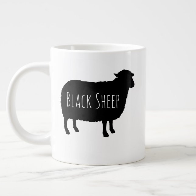 Black Sheep Silhouettes with Custom Text Large Coffee Mug (Left)