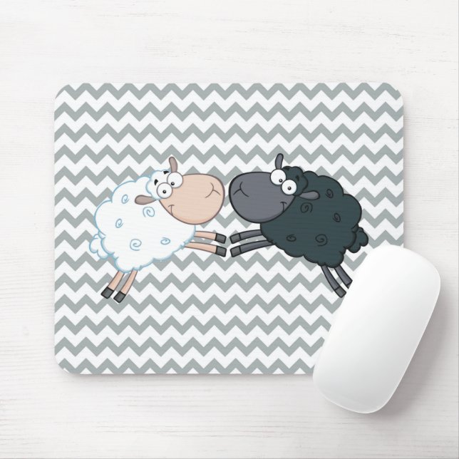 Black Sheep White Sheep Mouse Mat (With Mouse)