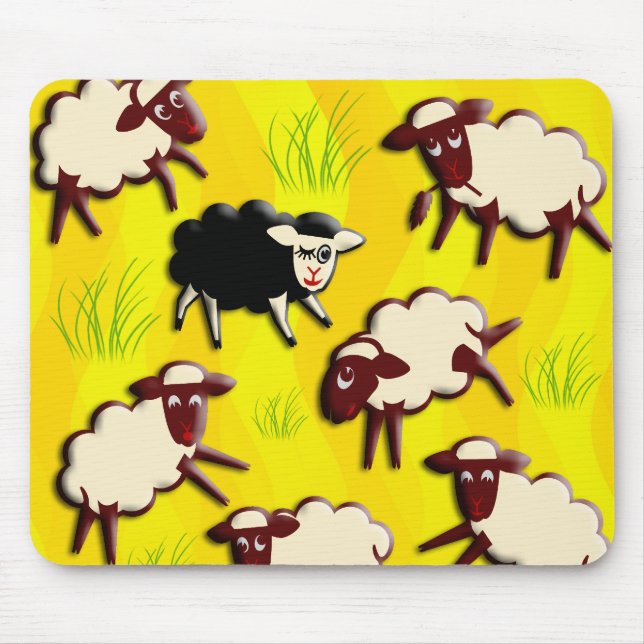 Black Sheep | yollow waves Mouse Mat (Front)